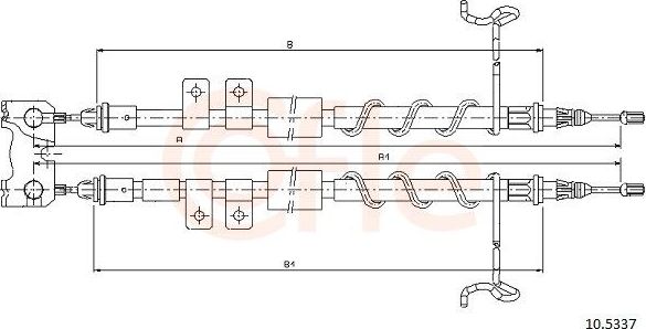 Трос ручника (тросик ручного тормоза) Cofle задний для Ford Transit Connect I 2002-2013. Артикул 10.5337