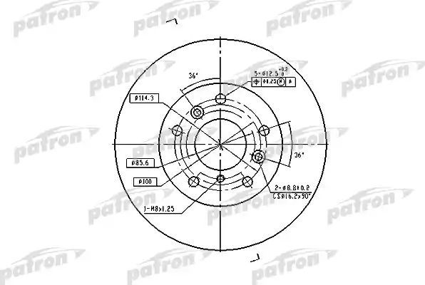 Тормозной диск Patron передний для Mazda 626 II (GC) 1987-1987. Артикул PBD2571
