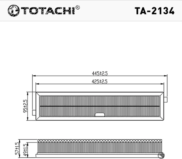 Воздушный фильтр TOTACHI TA-2134 1444FF C43711 Totachi. Артикул TA2134