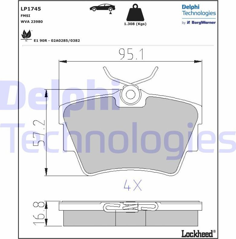 Тормозные колодки Delphi (Low-Metallic). Артикул LP1745