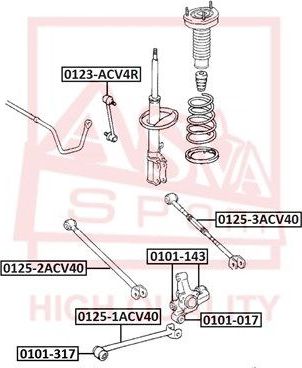Сайлентблок заднего рычага подвески Asva правый/левый для Toyota Harrier II (XU30) 2003-2012. Артикул 0101-317