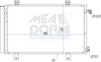 Радиатор кондиционера (конденсатор) Meat & Doria для Fiat Sedici 2006-2014. Артикул 991042