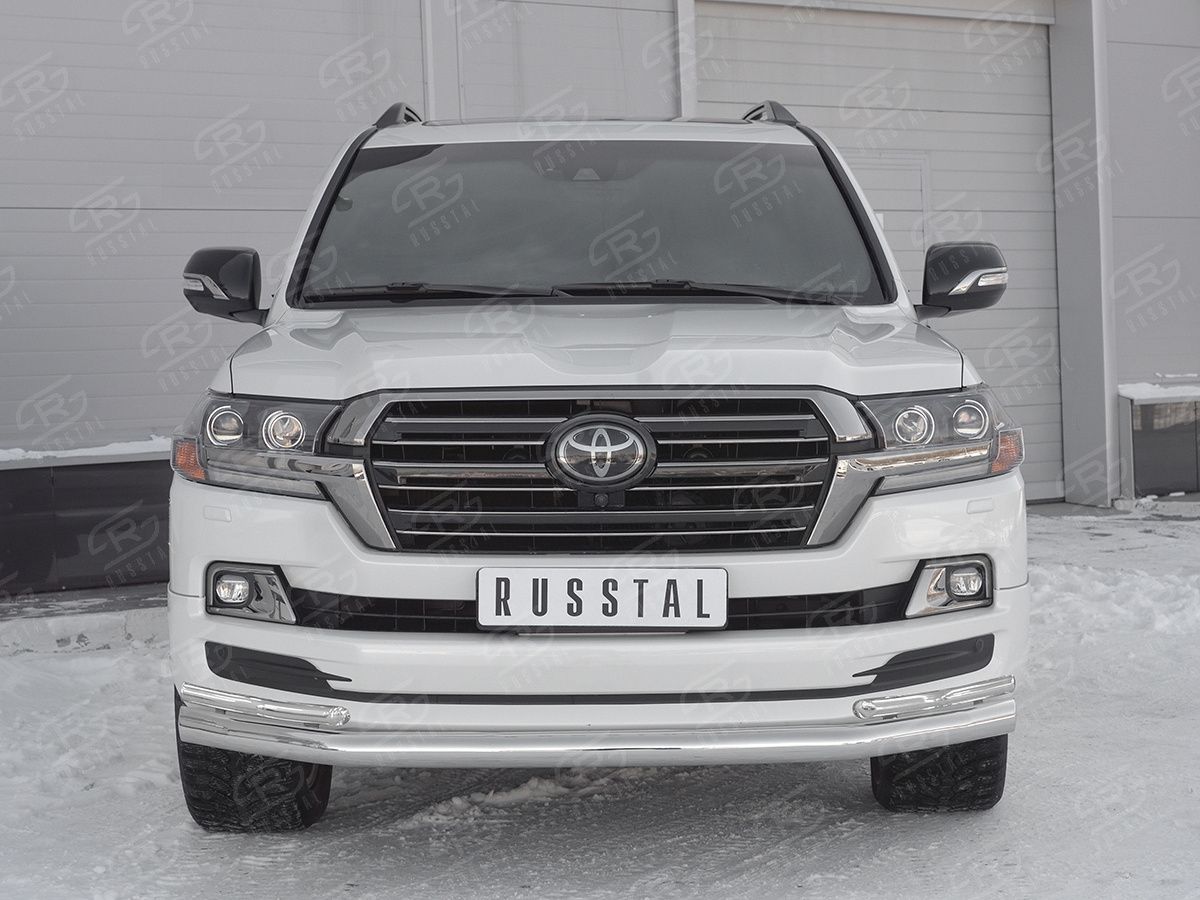 Защита RusStal переднего бампера d76 секции-d42 уголки для Toyota Land Cruiser 200 Excalibur 2017-2021. Артикул TLCZ-002905