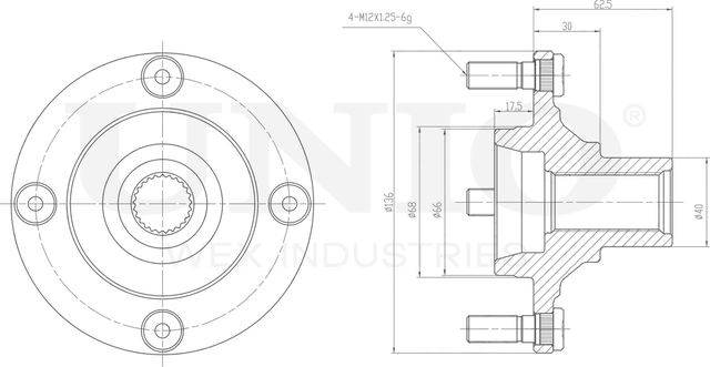 Ступица колеса (Unio). Артикул HUB-20094