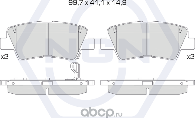 Колодки тормозные керамические, задние (NGN). Артикул 3502472