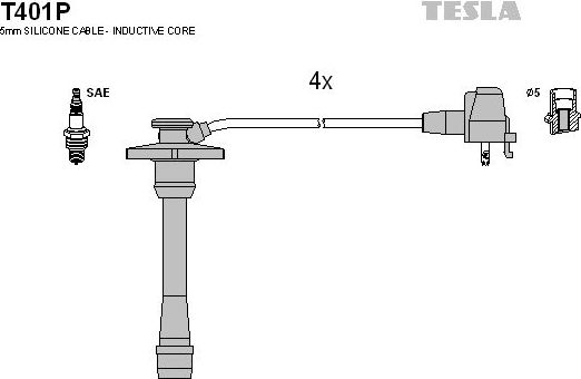 Высоковольтные провода (провода зажигания) (комплект) Tesla. Артикул T401P
