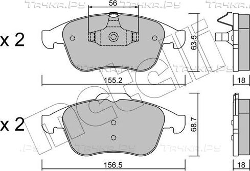 Тормозные колодки Metelli передние для Renault Laguna III 2008-2015. Артикул 22-0803-1