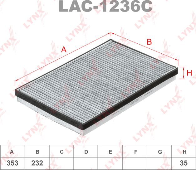 Салонный фильтр LYNXauto. Артикул LAC-1236C