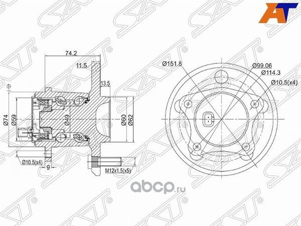 Ступичный узел RR TOYOTA WINDOM MCV30CAMRY ACV40 (SAT). Артикул ST4245006040