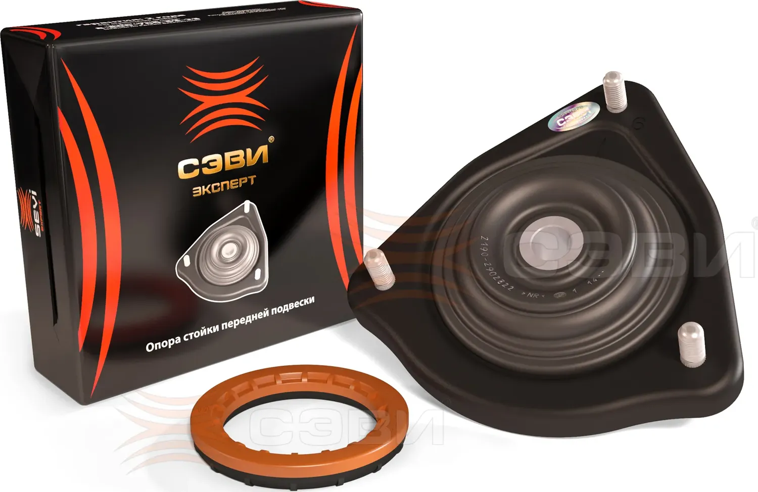 ОПОРА СТОЙКИ 2190,2192-94 ВЕРХ ПЕР (СЭВИ) СО СМЕЩ. 6 ММ. С ПОДШИПНИКОМ (Sevi). Артикул 1128