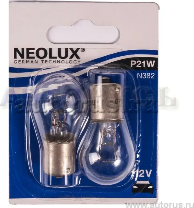 Лампа 12V P21W 21W BA15s NEOLUX Standart 2 шт. блистер N382-02B. Артикул N382-02B