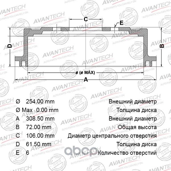 Диск тормозной (Avantech). Артикул BR0171S