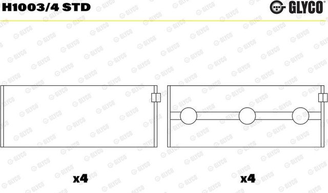 Вкладыши коренные Glyco для Mercedes-Benz Vito II (W639) 2007-2014. Артикул H1003/4 STD