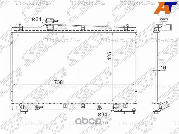 Радиатор TOYOTA VOXY/NOAH/IPSUM/AVENSIS VERSO 1AZ/2AZ/3ZR 01-09 SAT SGTY0002ACM20 SAT. Артикул SGTY0002ACM20