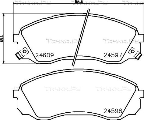 Тормозные колодки Hella NAO передние для Kia Carnival II 2006-2014. Артикул 8DB 355 029-671