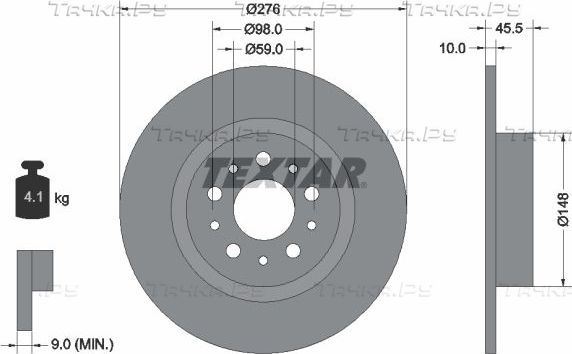 Тормозной диск Textar Pro. Артикул 92114703