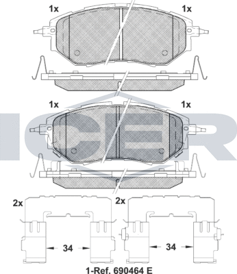 Тормозные колодки Icer передние для Subaru Levorg 2015-2024. Артикул 181697-067