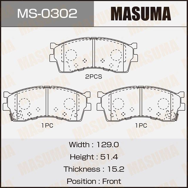 Тормозные колодки Masuma. Артикул MS-0302