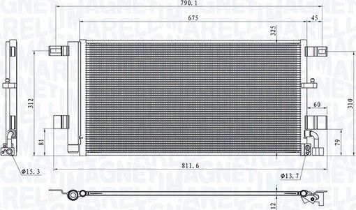 Радиатор кондиционера (конденсатор) Magneti Marelli. Артикул 350203100100