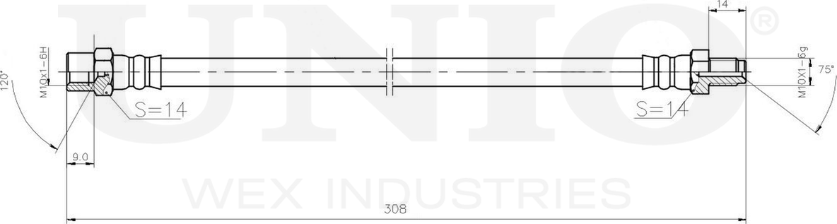 Шланг тормозной (Unio). Артикул BRH-10001