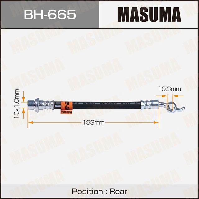 ШЛАНГ ТОРМОЗНОЙ MASUMA T- REAR COROLLA, AURIS . Артикул BH665