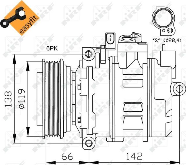 Компрессор кондиционера NRF EASY FIT для Chevrolet Cruze II 2012-2026. Артикул 32487