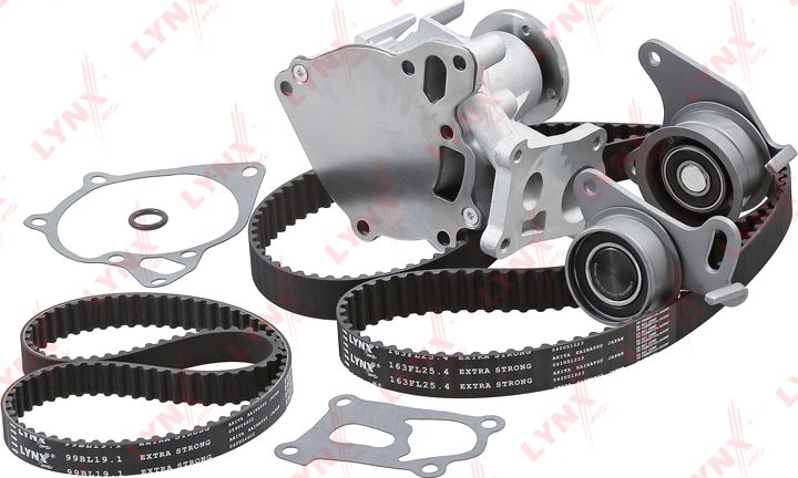 Помпа (водяной насос) с комплектом ремня ГРМ LYNXauto. Артикул PW-1048
