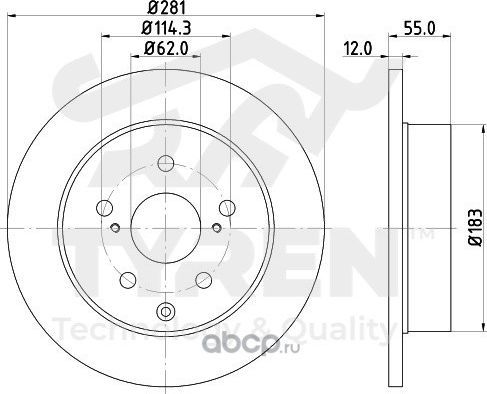 Тормозной диск (Tyren). Артикул TYR1022431