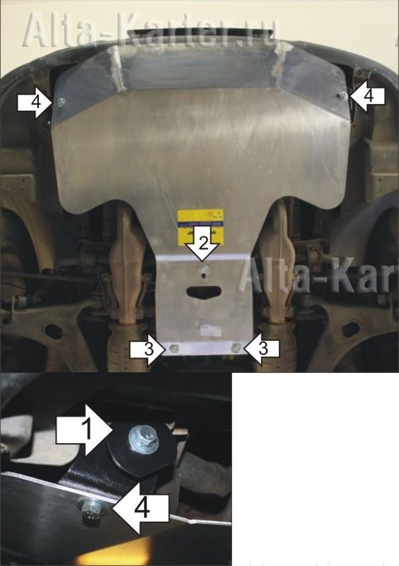 Защита алюминиевая Мотодор для картера Subaru Tribeca II 2008-2014. Артикул 32218