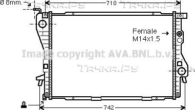 Радиатор охлаждения двигателя AVA. Артикул BW2202