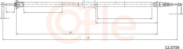 Трос ручника (тросик ручного тормоза) Cofle задний правый/левый для Fiat Idea 2008-2016. Артикул 12.0739