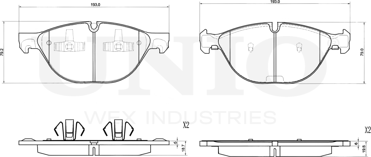 Колодки тормозные дисковые, комплект (Unio). Артикул BRP-20433