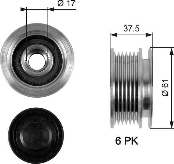 Муфта генератора обгонная Gates DriveAlign® для Mercedes-Benz T1 1988-1996. Артикул OAP7072