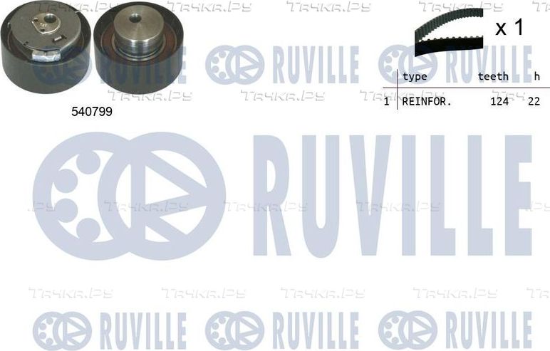 Ремень ГРМ с роликами (комплект) Ruville для Fiat Punto III Punto 2012-2018. Артикул 550034