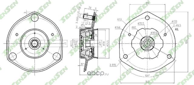 M61202 Опора амортизатора переднего lexus es (v30) 01-, toyota camry (v30) 01 (Sensen). Артикул M61202