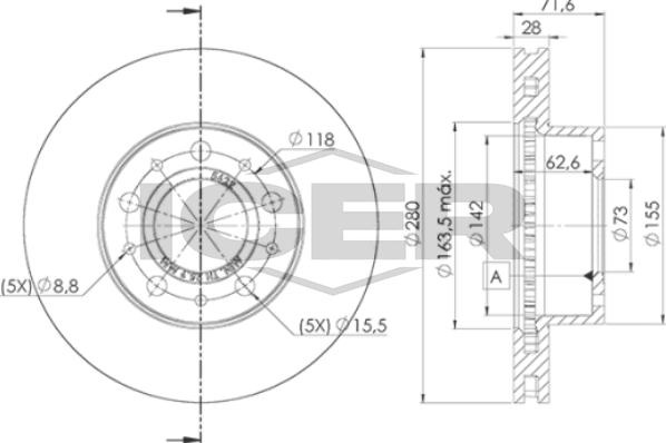 Тормозной диск Icer для Fiat Ducato III 2006-2026. Артикул 78BD5622-2