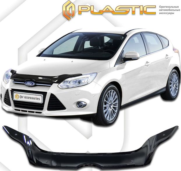 Дефлектор СА Пластик для капота (Classic черный) Ford Focus III хэтчбек 2011-2026. Артикул 2010010105914