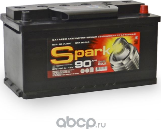 АКБ 90 А/ч о.п. Spark ток 750 353 х 175 х 190 Spark. Артикул SPA903R