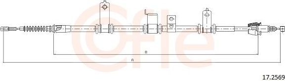 Трос ручника (тросик ручного тормоза) Cofle. Артикул 17.2569