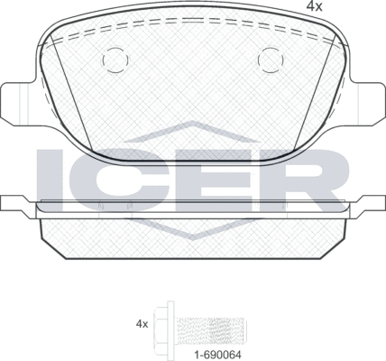 Тормозные колодки Icer задние для Lancia Thesis 2002-2009. Артикул 181780