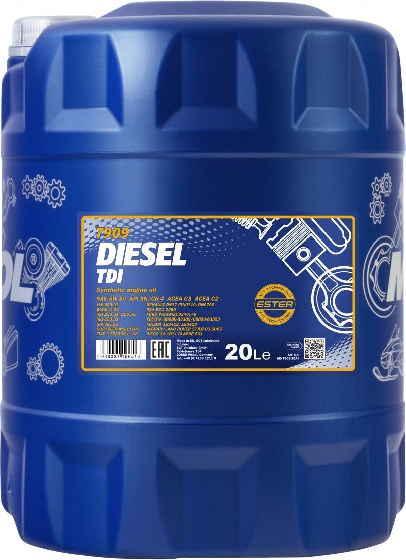 Масло моторное Diesel TDI  5w30  20l (Mannol). Артикул 1056