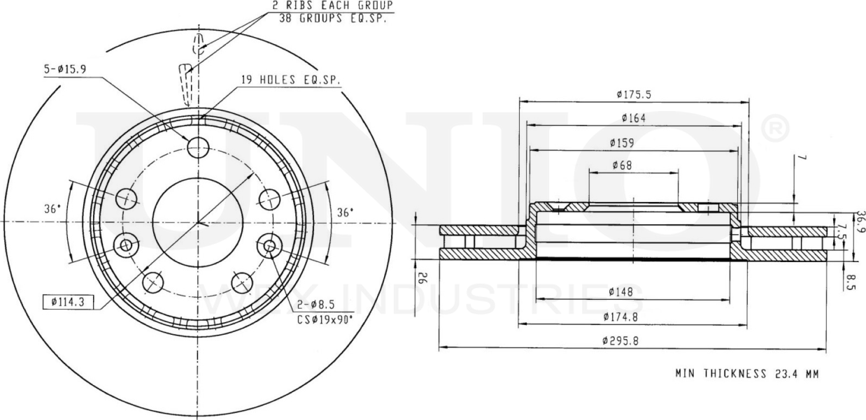 Диск тормозной (Unio). Артикул BRD-20456