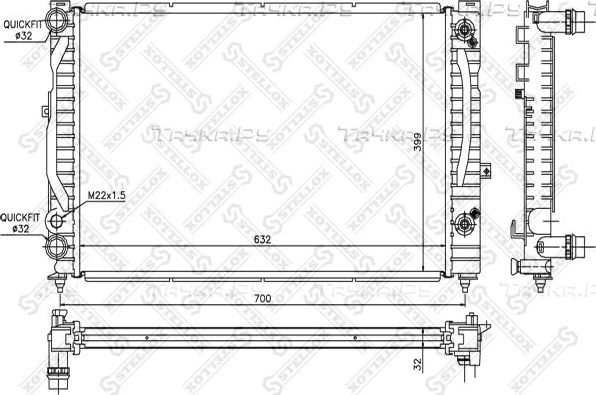 Радиатор охлаждения двигателя Stellox. Артикул 10-25063-SX