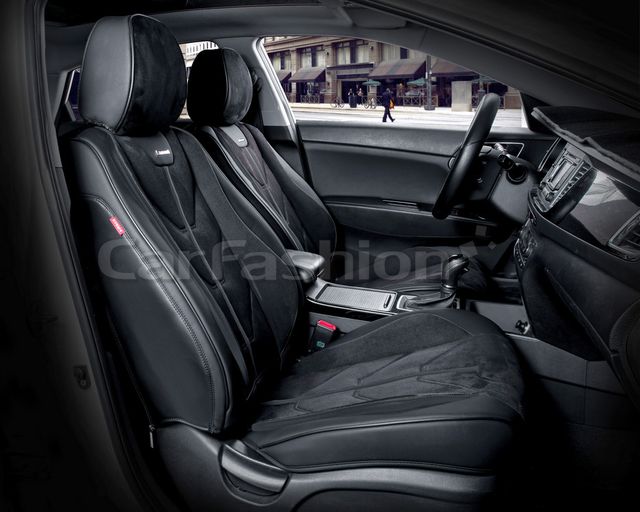 Чехлы универсальные каркасные CarFashion 5D Start на передние сидения авто, цвет Черный/Черный/Черный. Артикул 21065