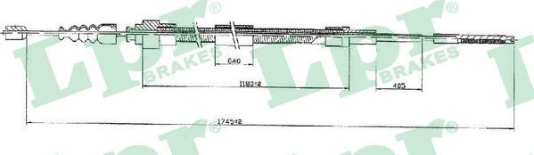 Трос ручника (тросик ручного тормоза) LPR. Артикул C1146B