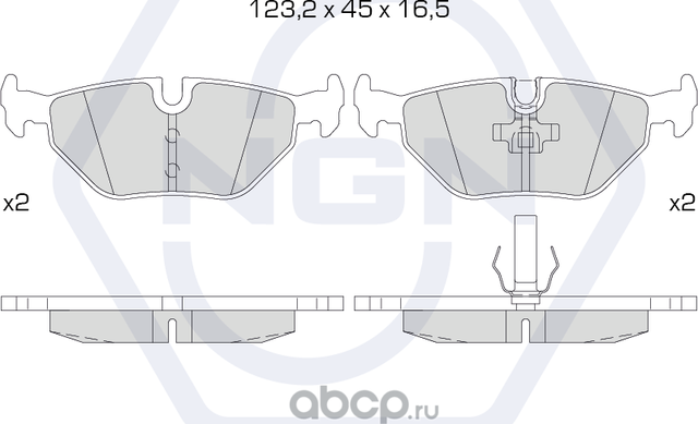 Колодки тормозные керамические, задние (NGN). Артикул 3501579