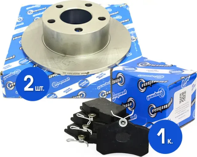 Диски тормозные с колодками задние комплект (Riginal). Артикул RGDF2651KIT
