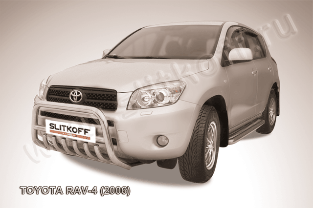 Кенгурятник Slitkoff d57 низкий c защитой картера для Toyota RAV4 III 2005-2009. Артикул TR4003
