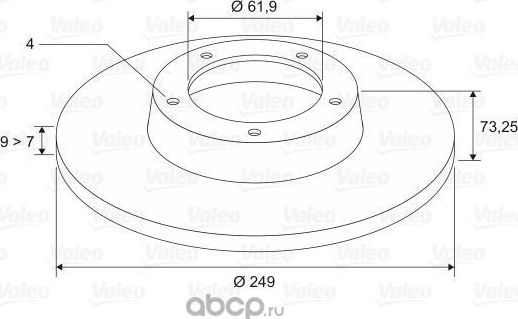 Тормозной диск задний БЕЗ ПОДШИПНИКА 9670041180 (Valeo). Артикул 197303