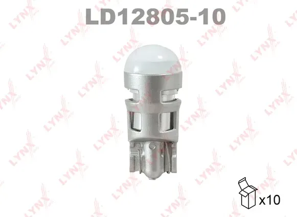 Лампа светодиодная LED W5W T10 12V W2.1x9.5d 6500K (Lynxauto). Артикул ld12805-10